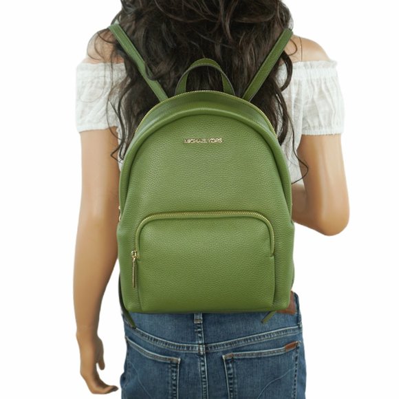 Michael Kors Erin Medium Backpack Pebbled Leather Evergreen